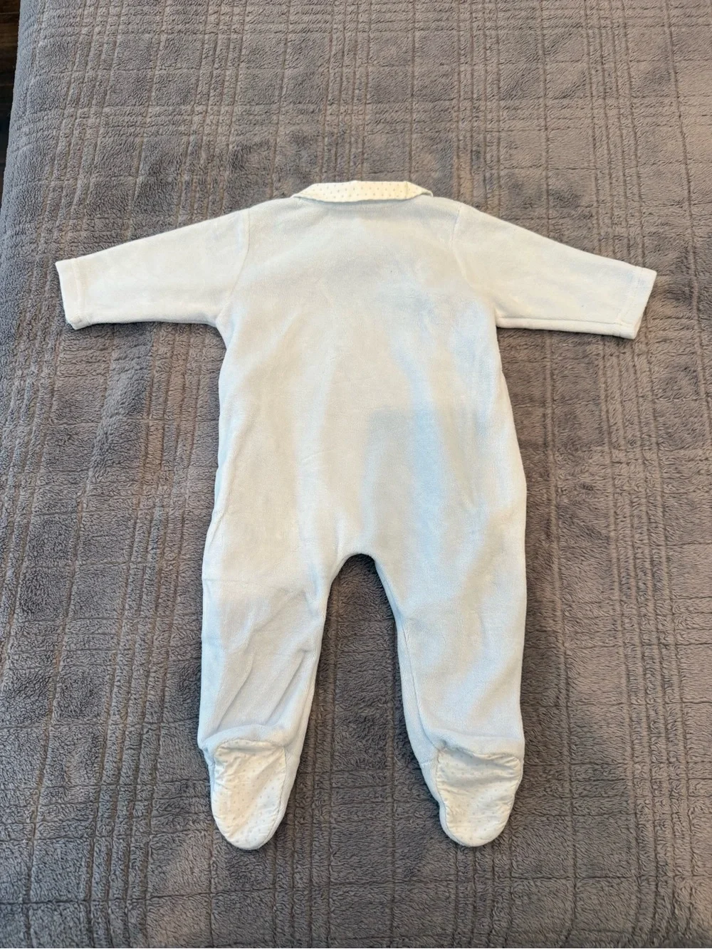 Baby Blue One-Piece Footed Romper with Peter Pan Collar